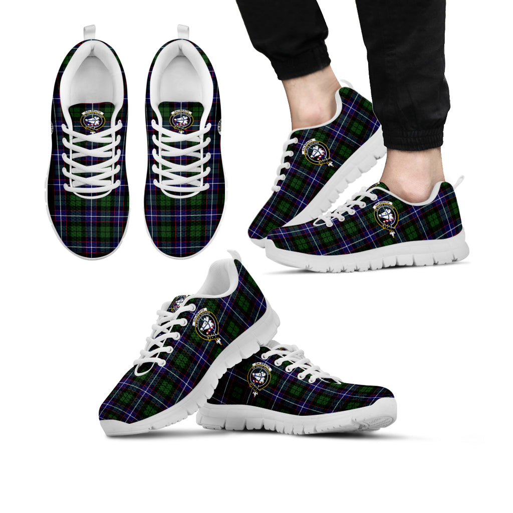 Galbraith Modern Tartan Sneakers with Family Crest Kid's Sneakers - Tartan Vibes Clothing