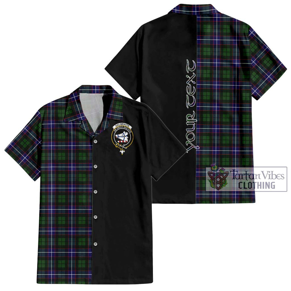 Galbraith Modern Tartan Short Sleeve Button Shirt with Family Crest and Half Of Me Style Kid - Tartanvibesclothing Shop