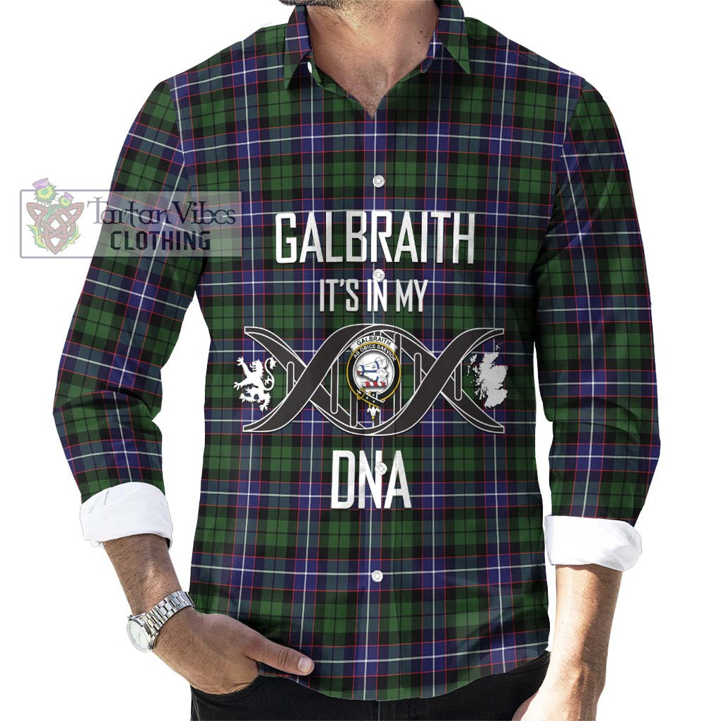 Galbraith Modern Tartan Long Sleeve Button Shirt with Family Crest DNA In Me Style Men's Shirt S - Tartanvibesclothing Shop