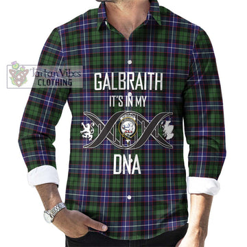 Galbraith Modern Tartan Long Sleeve Button Shirt with Family Crest DNA In Me Style