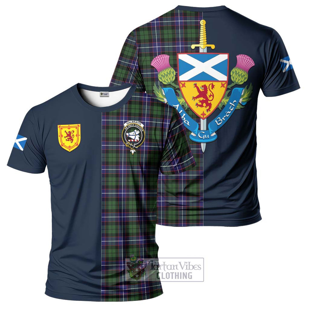 Tartan Vibes Clothing Galbraith Modern Tartan T-Shirt Alba with Scottish Lion Royal Arm Half Style