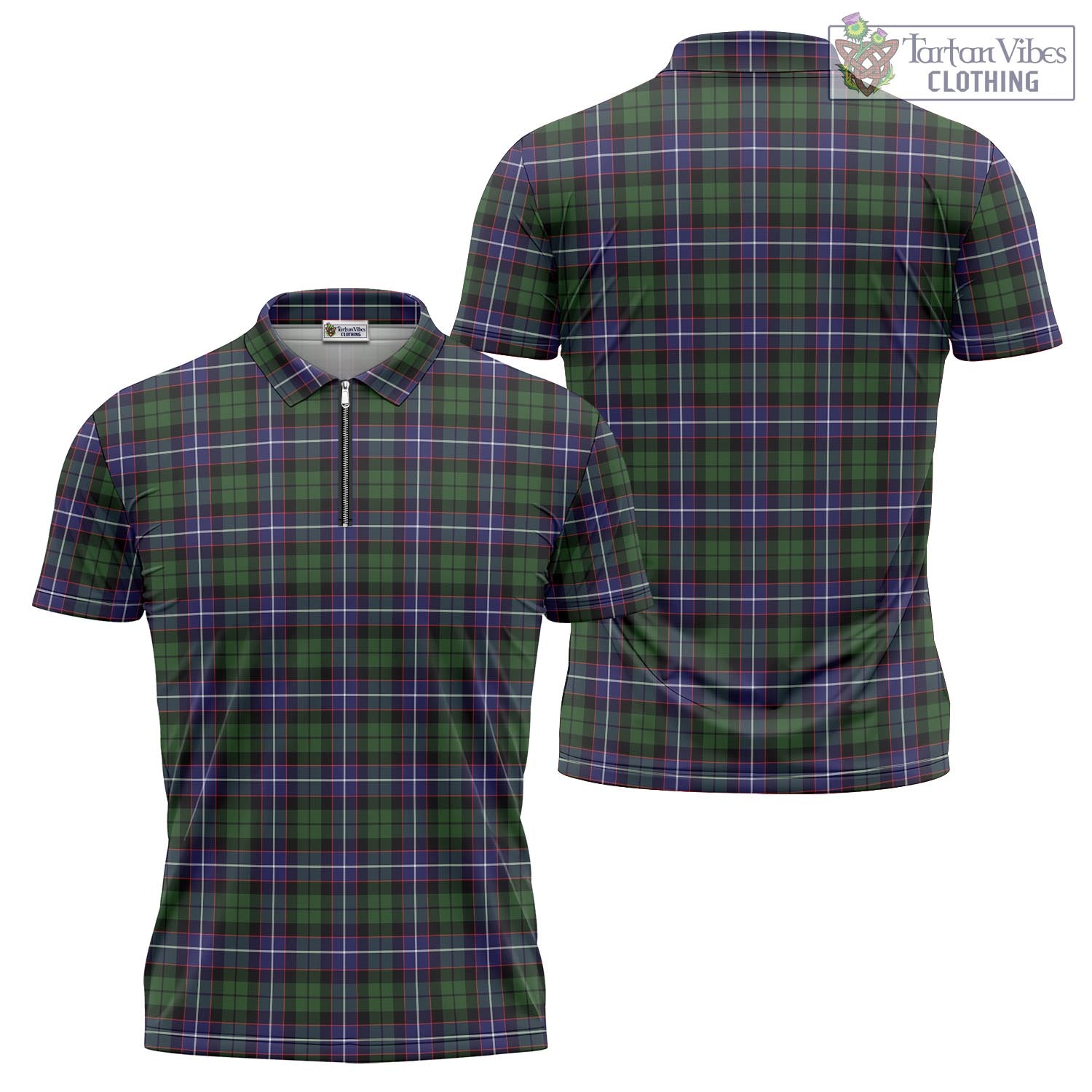 Tartan Vibes Clothing Galbraith Modern Tartan Zipper Polo Shirt