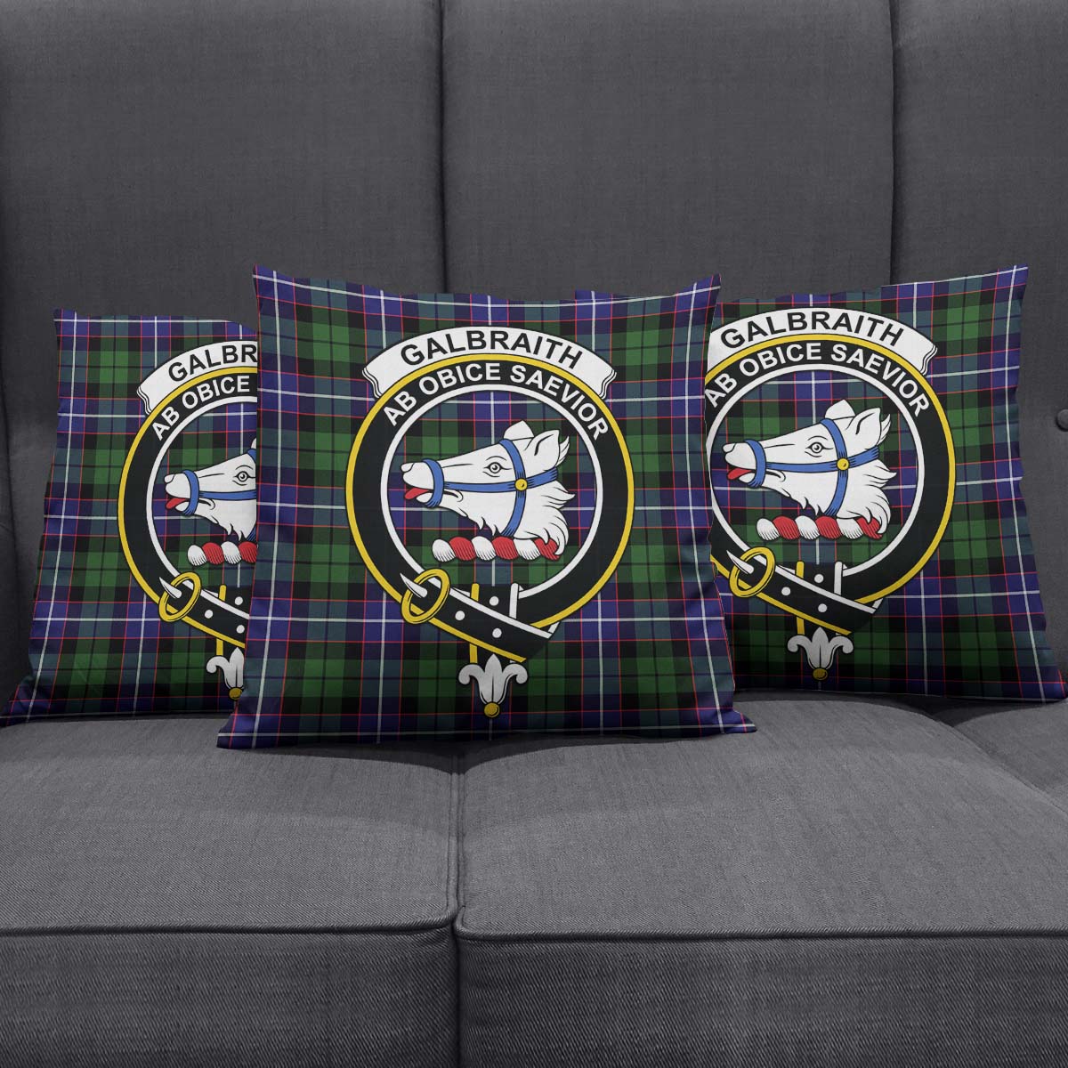 Galbraith Modern Tartan Pillow Cover with Family Crest Square Pillow Cover - Tartanvibesclothing