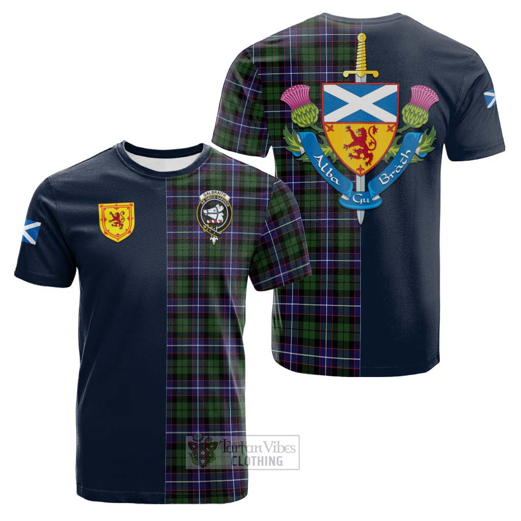 Tartan Vibes Clothing Galbraith Modern Tartan Cotton T-shirt with Scottish Lion Royal Arm Half Style