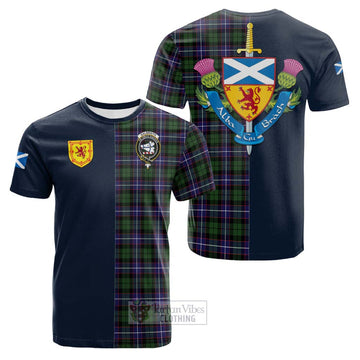 Galbraith Modern Tartan Cotton T-shirt Alba with Scottish Lion Royal Arm Half Style