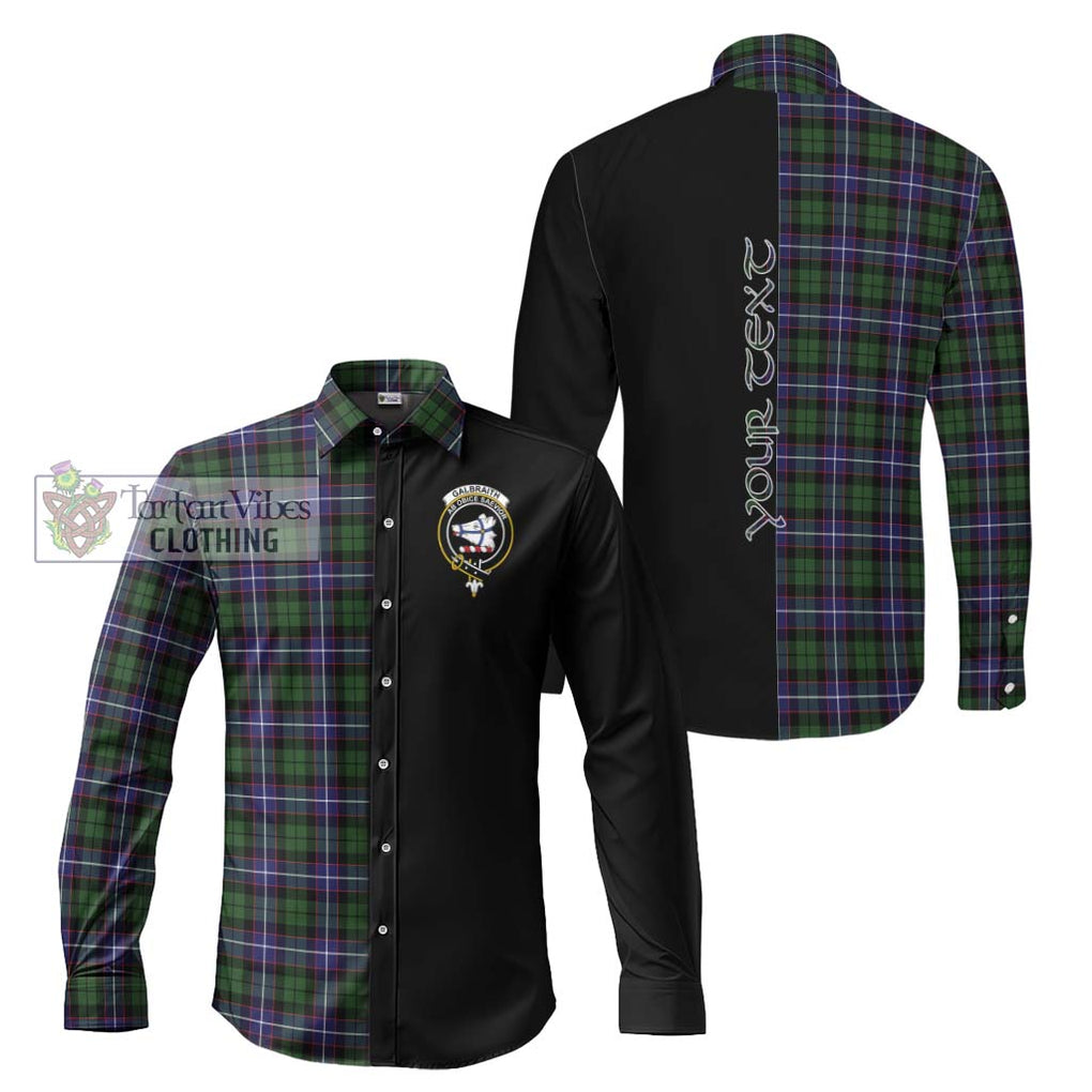 Galbraith Modern Tartan Long Sleeve Button Shirt with Family Crest and Half Of Me Style Men's Shirt S - Tartanvibesclothing Shop