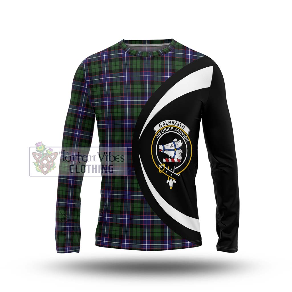 Galbraith Modern Tartan Long Sleeve T-Shirt with Family Crest Circle Style Unisex - Tartan Vibes Clothing