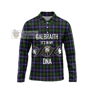 Galbraith Modern Tartan Long Sleeve Polo Shirt with Family Crest DNA In Me Style