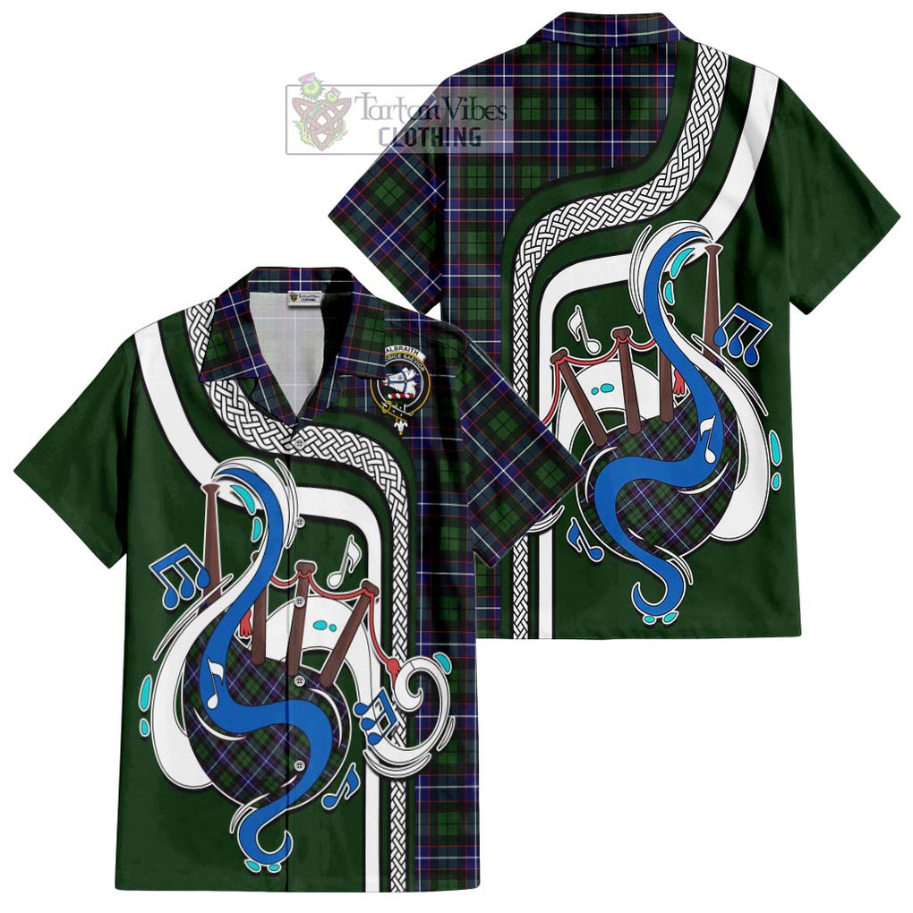 Galbraith Modern Tartan Short Sleeve Button Shirt with Epic Bagpipe Style Kid - Tartanvibesclothing Shop