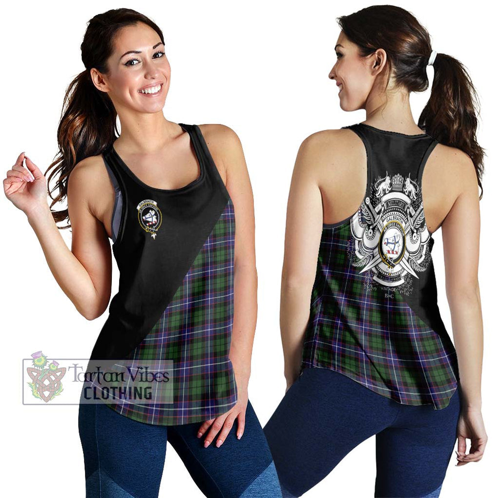 Galbraith Modern Tartan Women's Racerback Tanks with Family Crest and Military Logo Style 4XL - Tartanvibesclothing Shop