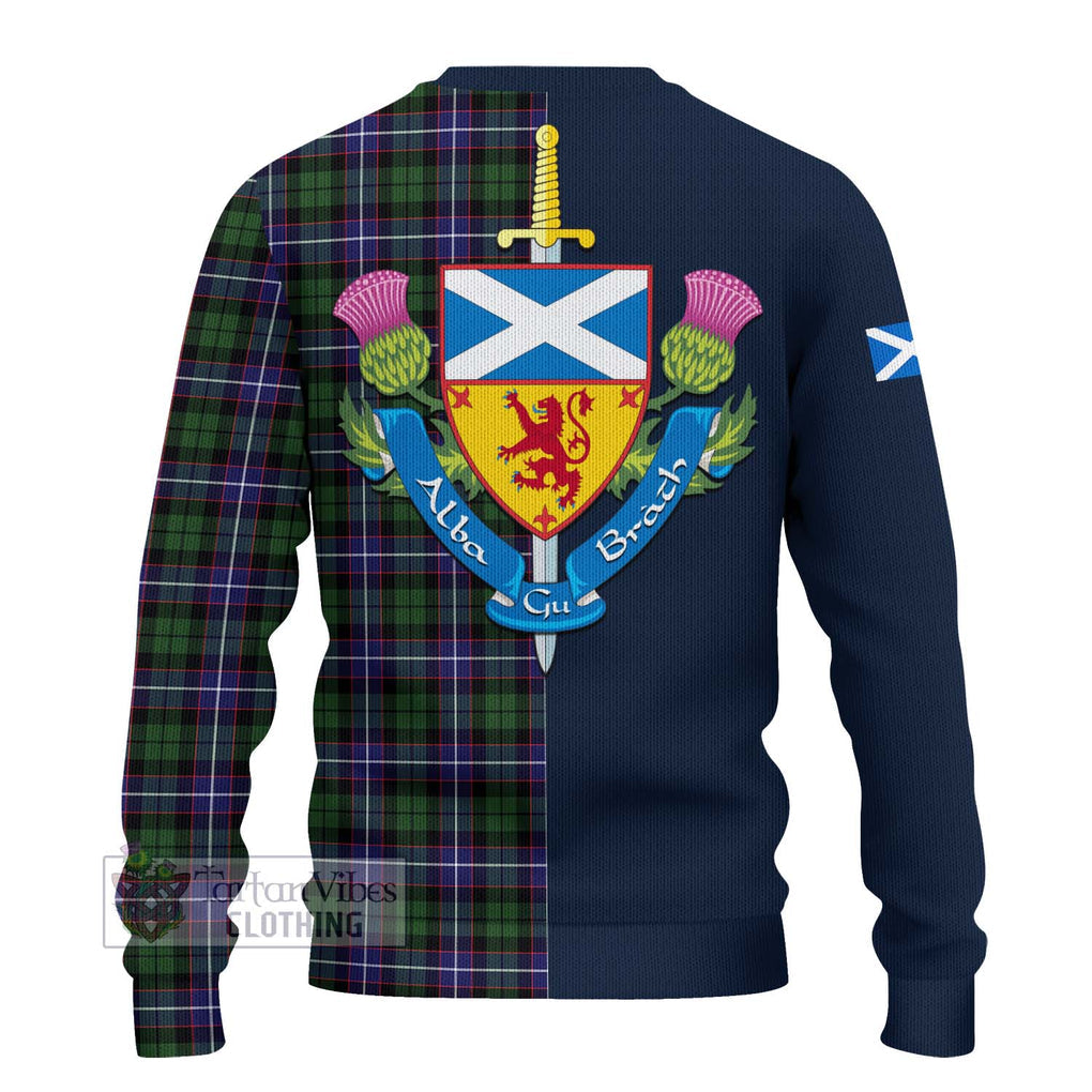 Tartan Vibes Clothing Galbraith Modern Tartan Knitted Sweater with Scottish Lion Royal Arm Half Style