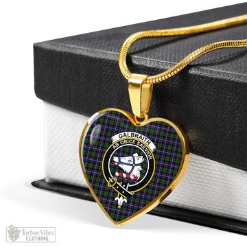 Galbraith Modern Tartan Heart Necklace with Family Crest