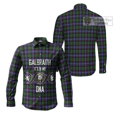 Galbraith Modern Tartan Long Sleeve Button Shirt with Family Crest DNA In Me Style