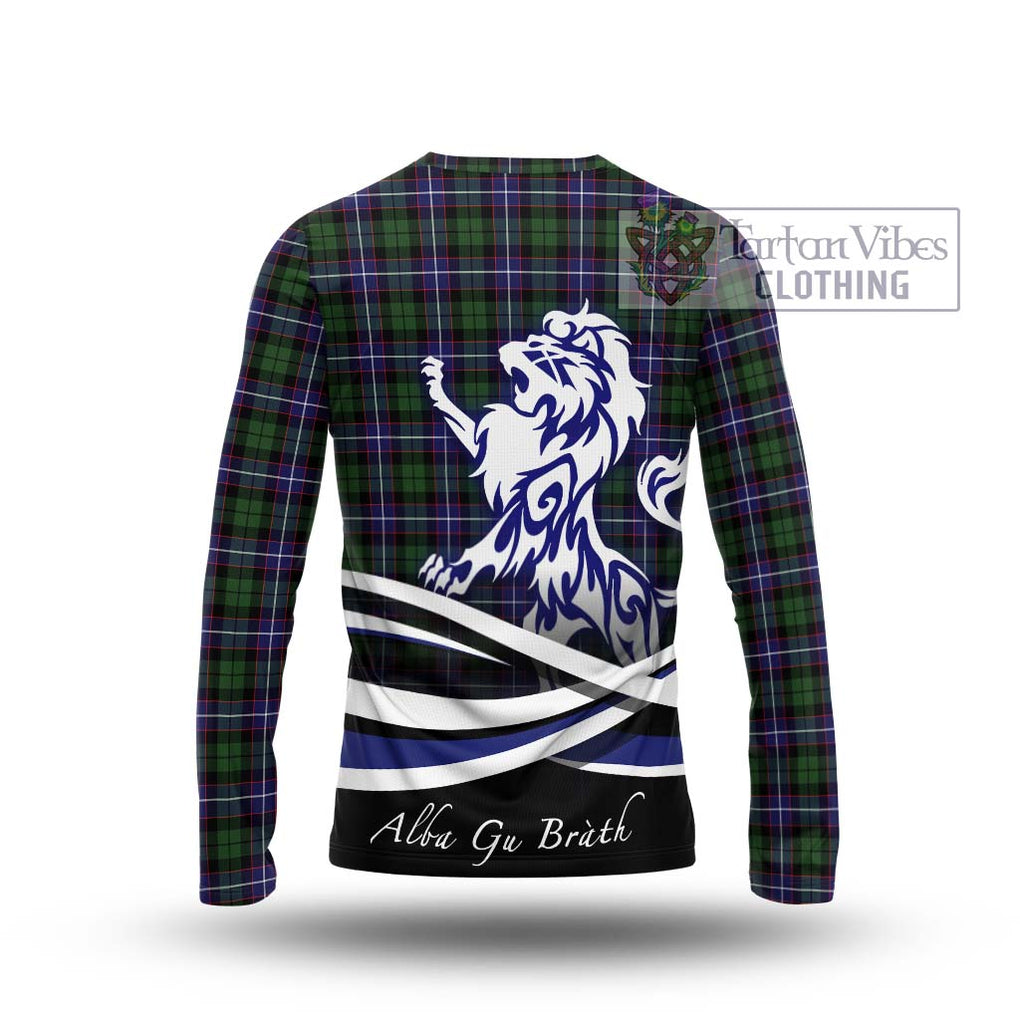 Galbraith Modern Tartan Long Sleeve T-Shirt with Alba Gu Brath Regal Lion Emblem - Tartanvibesclothing Shop