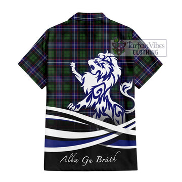 Galbraith Modern Tartan Short Sleeve Button Shirt with Alba Gu Brath Regal Lion Emblem