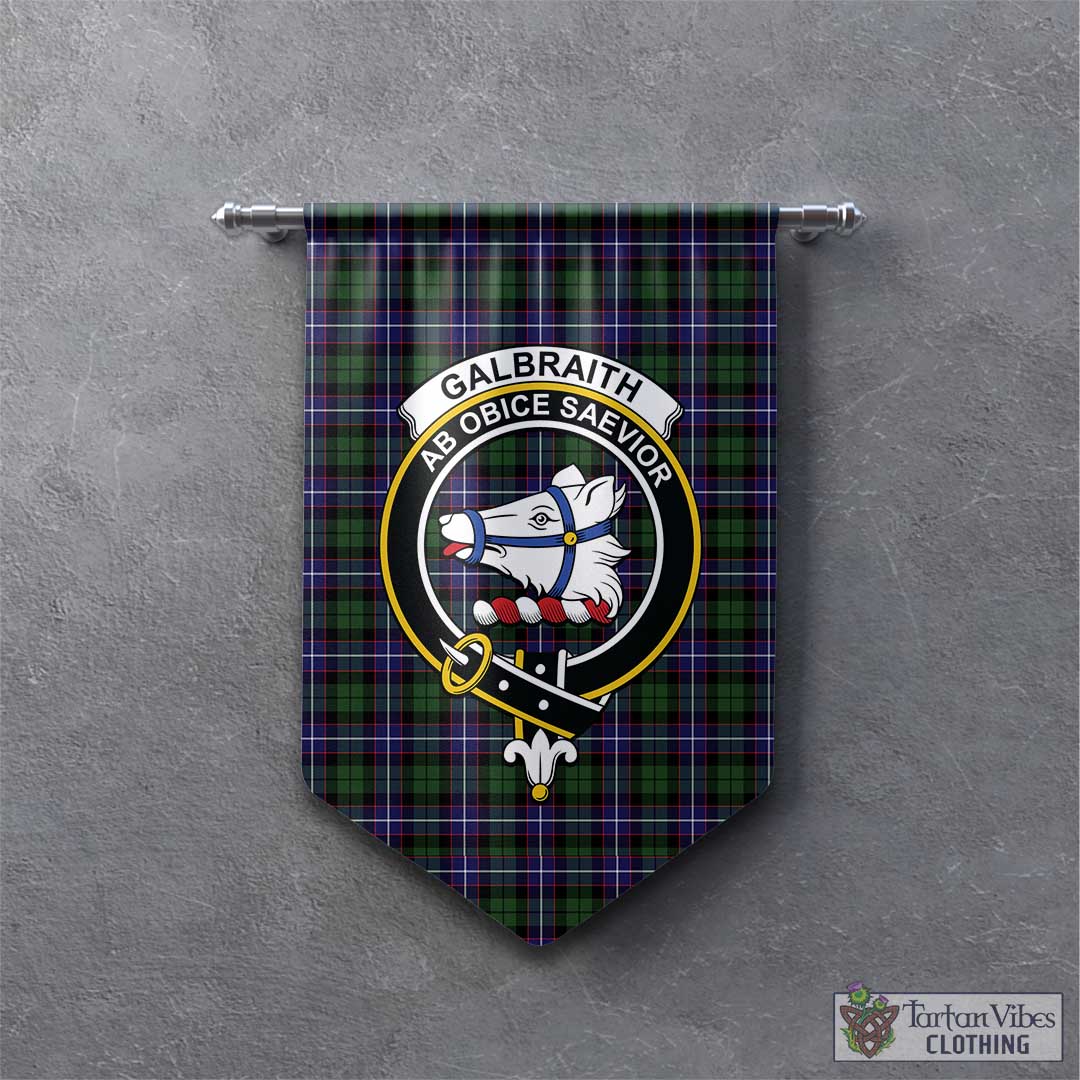 Tartan Vibes Clothing Galbraith Modern Tartan Gonfalon, Tartan Banner with Family Crest