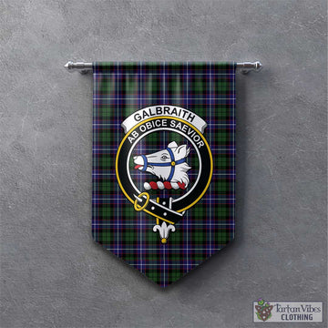 Galbraith Modern Tartan Gonfalon, Tartan Banner with Family Crest