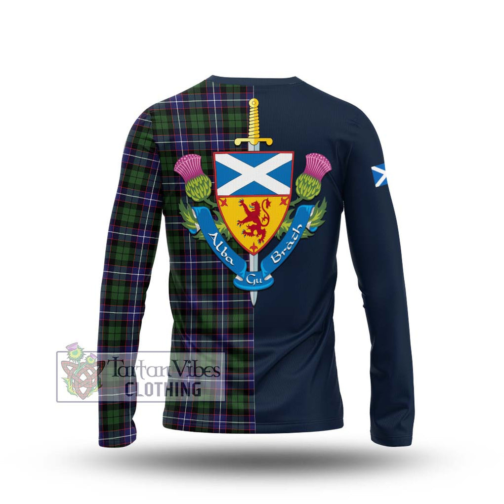 Tartan Vibes Clothing Galbraith Modern Tartan Long Sleeve T-Shirt with Scottish Lion Royal Arm Half Style