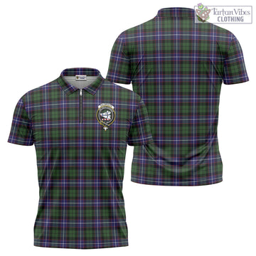 Galbraith Modern Tartan Zipper Polo Shirt with Family Crest