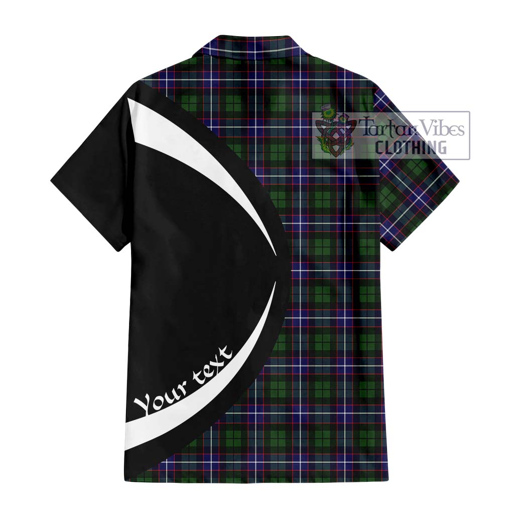 Galbraith Modern Tartan Short Sleeve Button Up with Family Crest Circle Style - Tartan Vibes Clothing