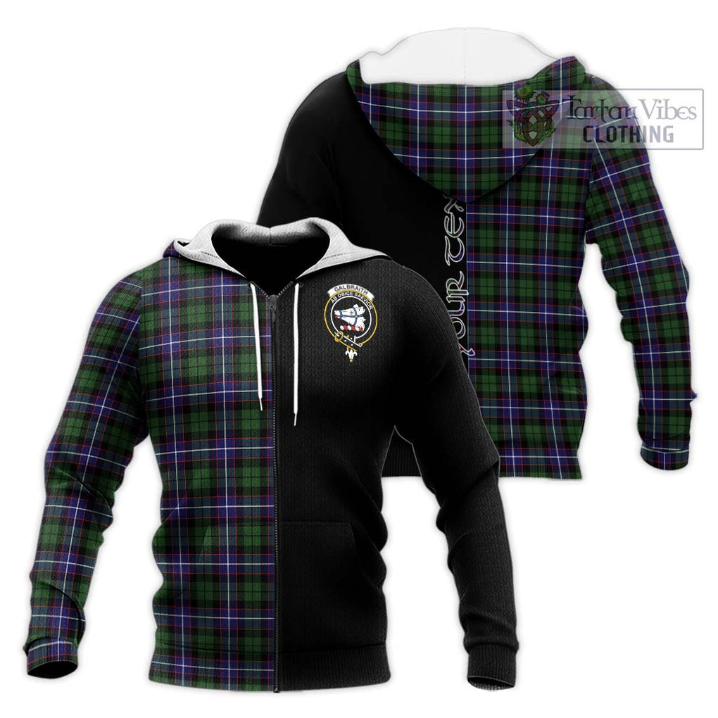 Galbraith Modern Tartan Knitted Hoodie with Family Crest and Half Of Me Style Unisex Knitted Zip Hoodie - Tartanvibesclothing Shop