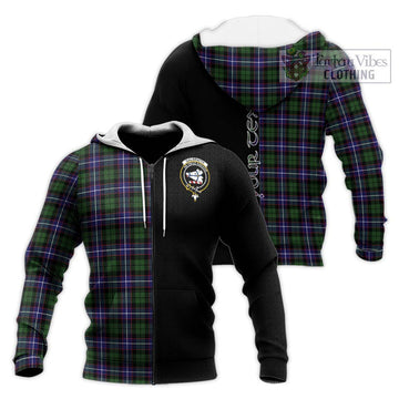 Galbraith Modern Tartan Knitted Hoodie with Family Crest and Half Of Me Style