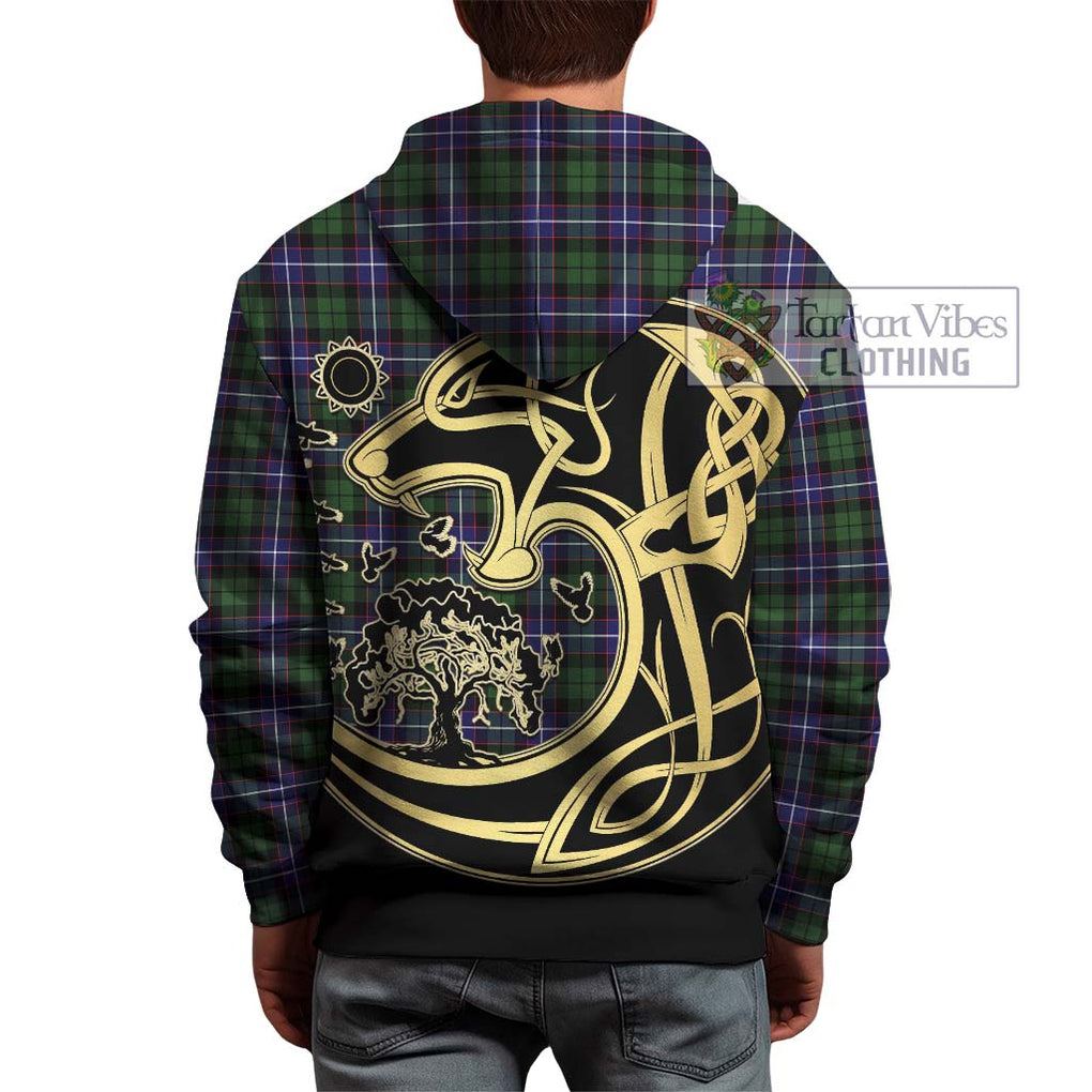 Galbraith Modern Tartan Hoodie with Family Crest Celtic Wolf Style - Tartan Vibes Clothing