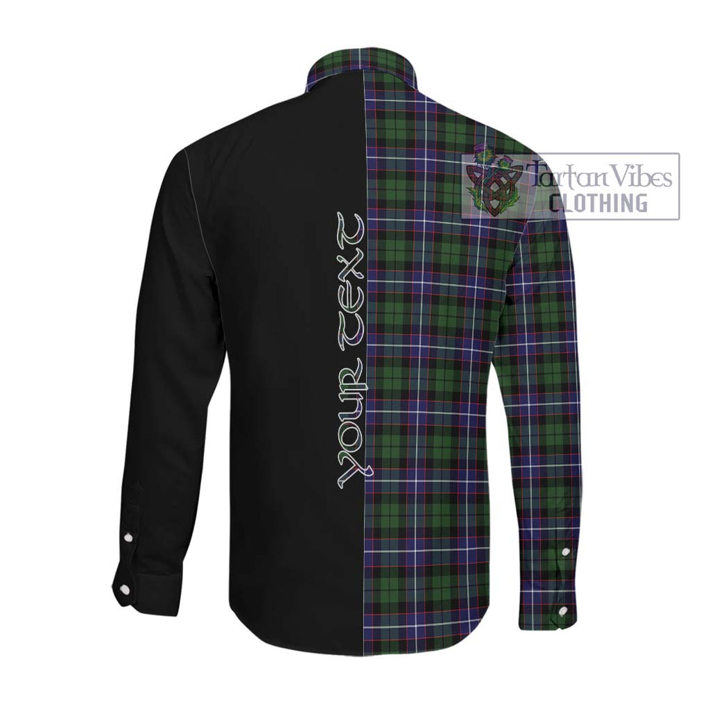 Galbraith Modern Tartan Long Sleeve Button Shirt with Family Crest and Half Of Me Style Men's Shirt - Tartanvibesclothing Shop