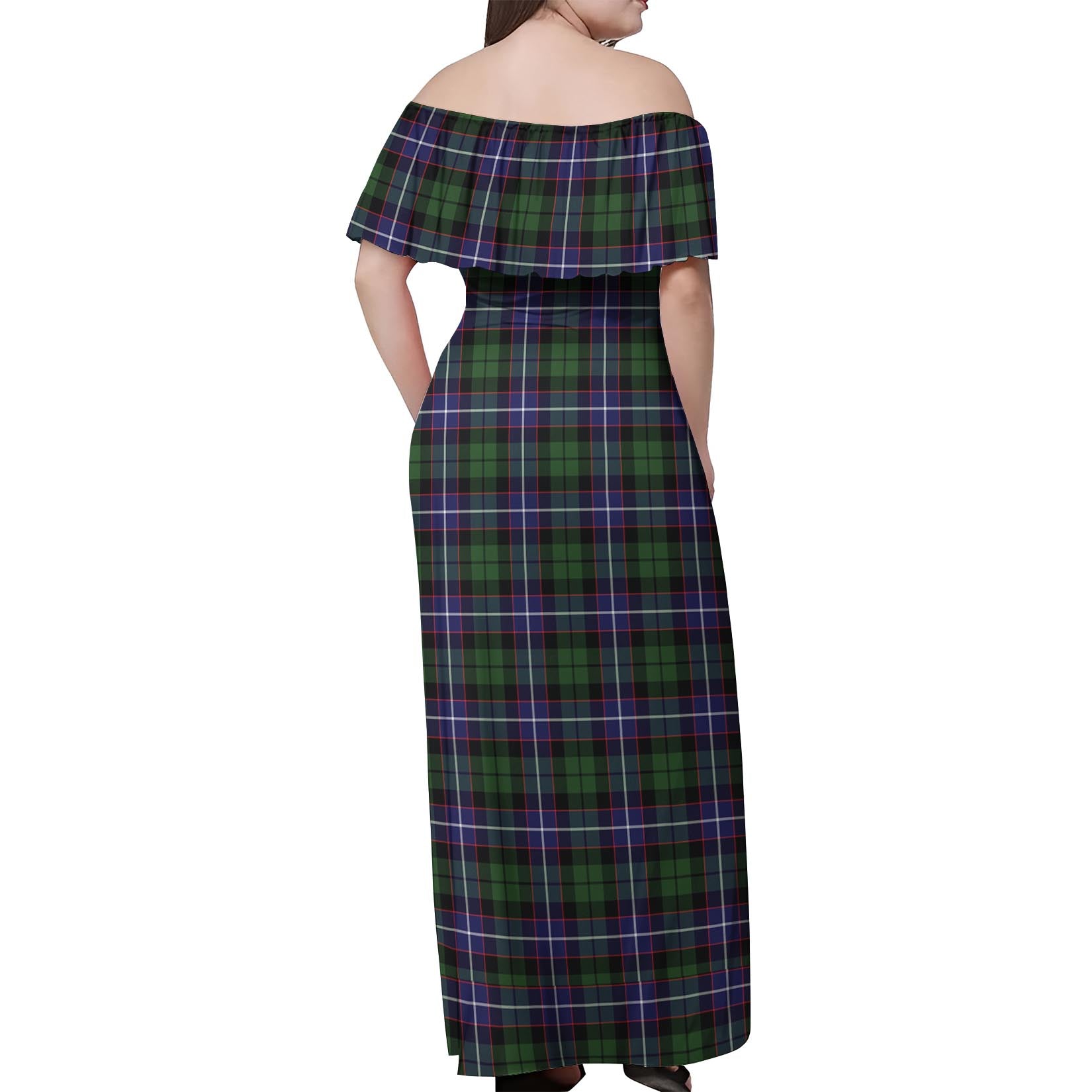 Galbraith Modern Tartan Off Shoulder Long Dress - Tartanvibesclothing