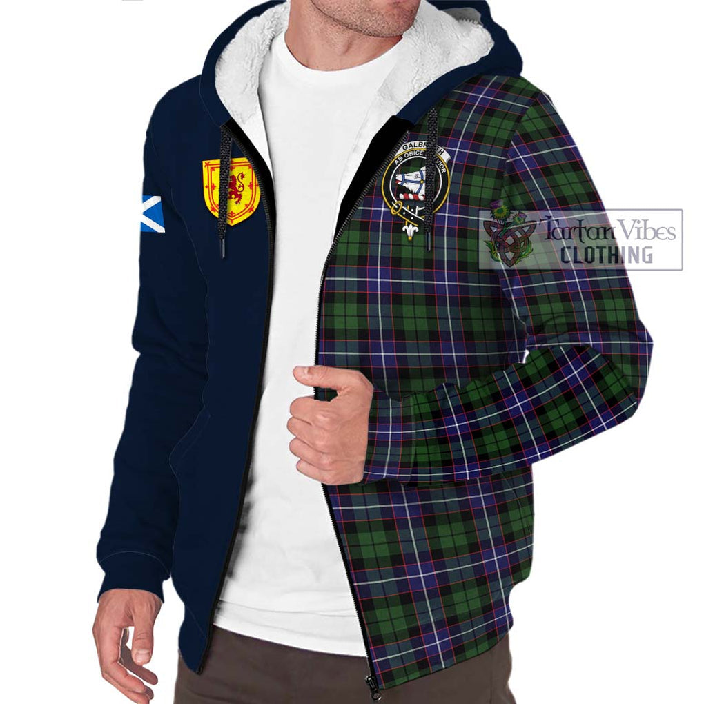 Tartan Vibes Clothing Galbraith Modern Tartan Sherpa Hoodie with Scottish Lion Royal Arm Half Style