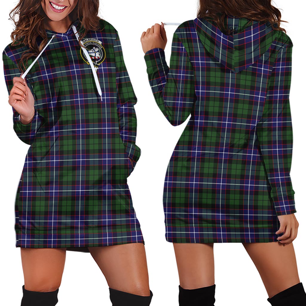 Galbraith Modern Tartan Hoodie Dress with Family Crest - Tartan Vibes Clothing