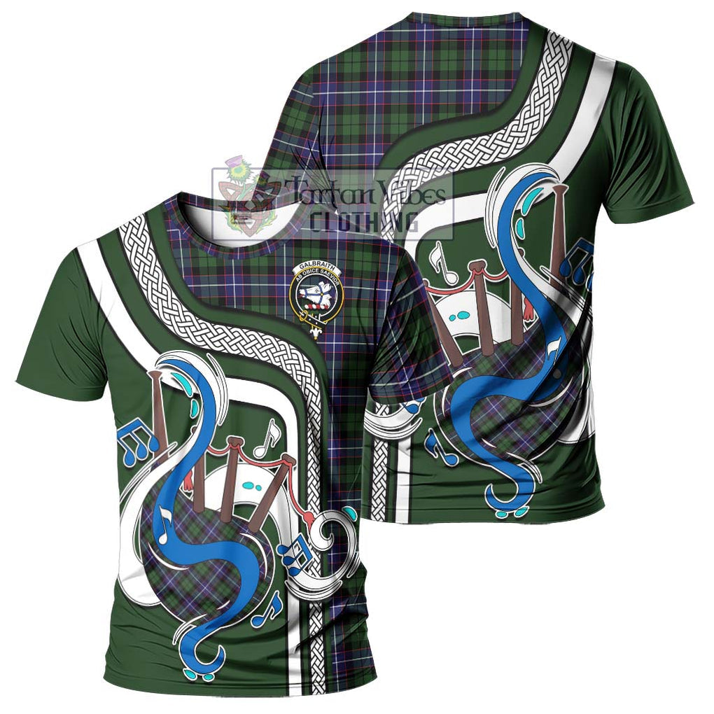 Galbraith Modern Tartan T-Shirt with Epic Bagpipe Style - Tartanvibesclothing Shop