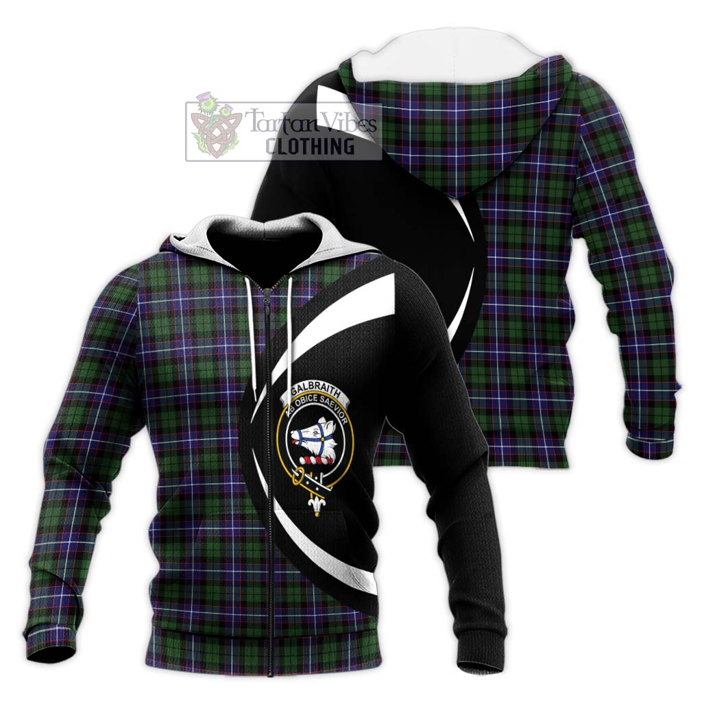 Galbraith Modern Tartan Knitted Hoodie with Family Crest Circle Style Unisex Knitted Zip Hoodie - Tartan Vibes Clothing