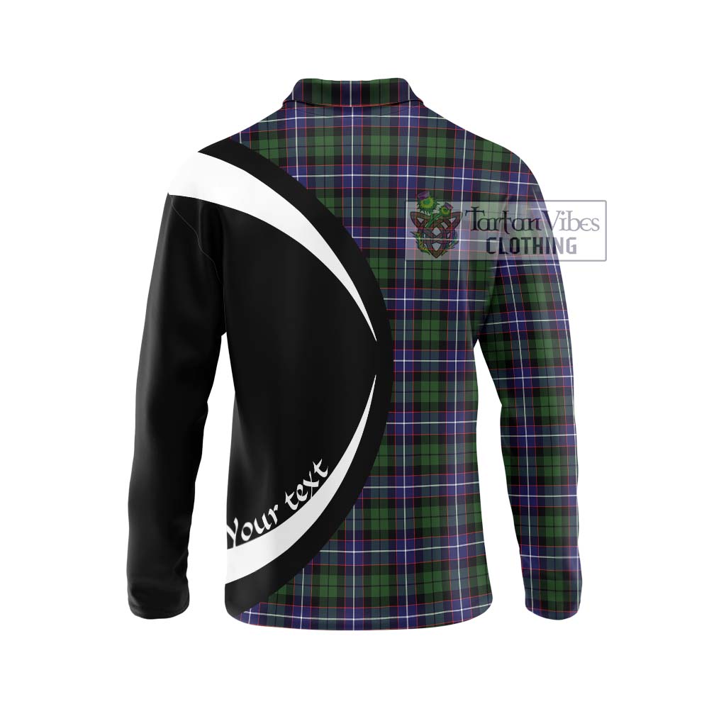 Galbraith Modern Tartan Long Sleeve Polo Shirt with Family Crest Circle Style - Tartan Vibes Clothing