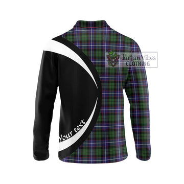 Galbraith Modern Tartan Long Sleeve Polo Shirt with Family Crest Circle Style