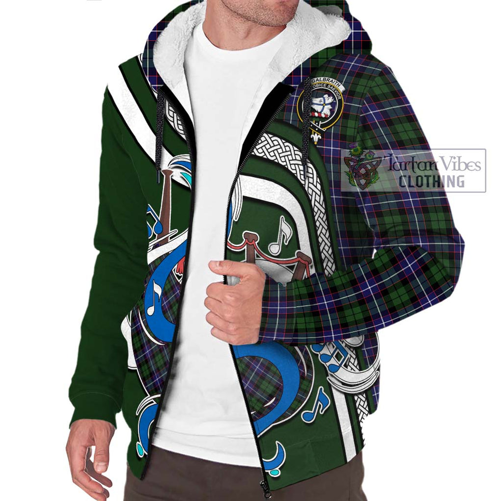 Galbraith Modern Tartan Sherpa Hoodie with Epic Bagpipe Style Unisex - Tartanvibesclothing Shop