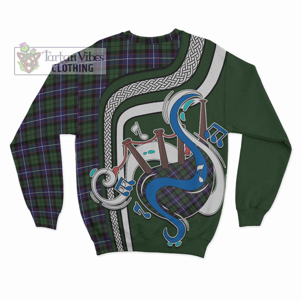 Galbraith Modern Tartan Sweatshirt with Epic Bagpipe Style - Tartanvibesclothing Shop