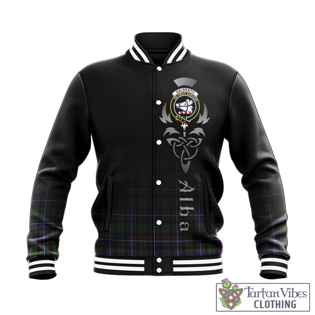 Tartan Vibes Clothing Galbraith Modern Tartan Baseball Jacket Featuring Alba Gu Brath Family Crest Celtic Inspired