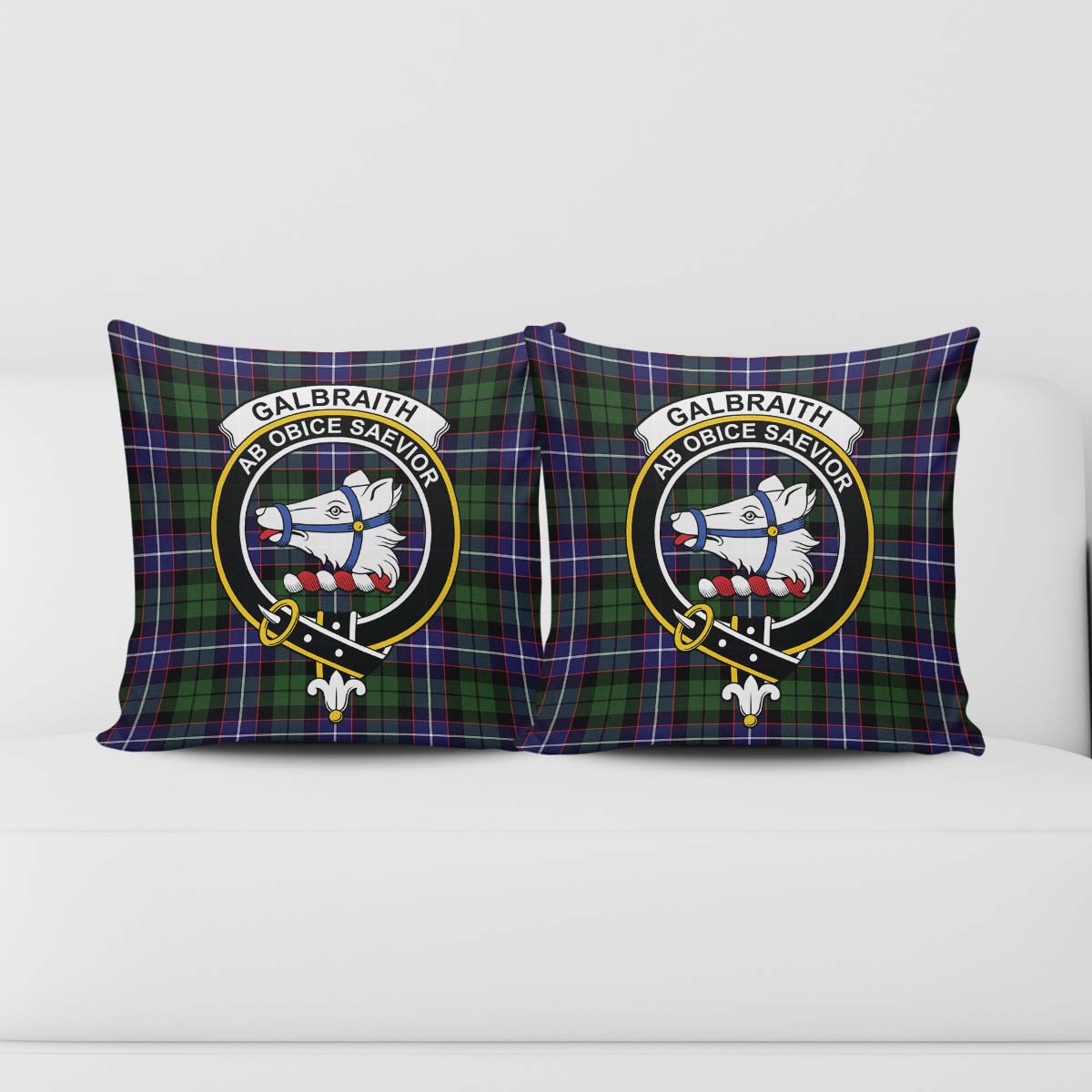 Galbraith Modern Tartan Pillow Cover with Family Crest - Tartanvibesclothing