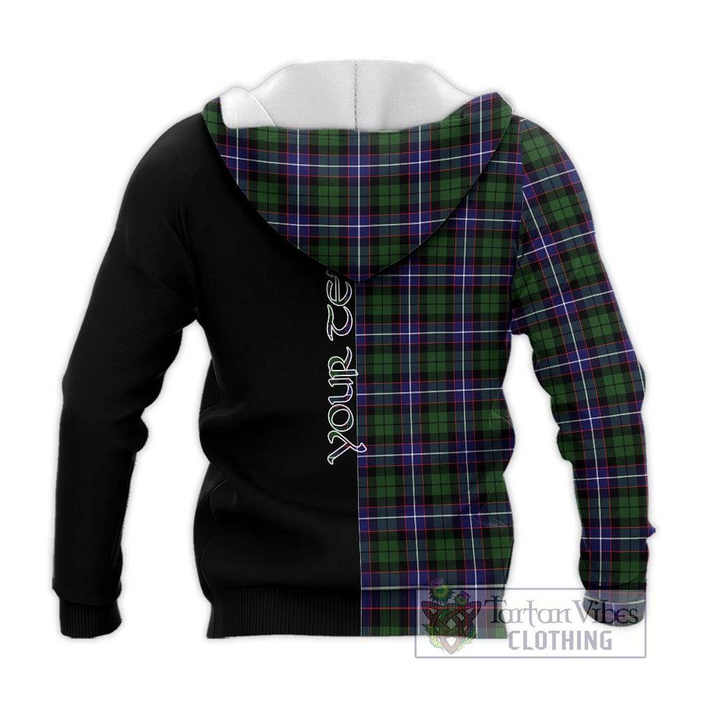 Galbraith Modern Tartan Knitted Hoodie with Family Crest and Half Of Me Style - Tartanvibesclothing Shop