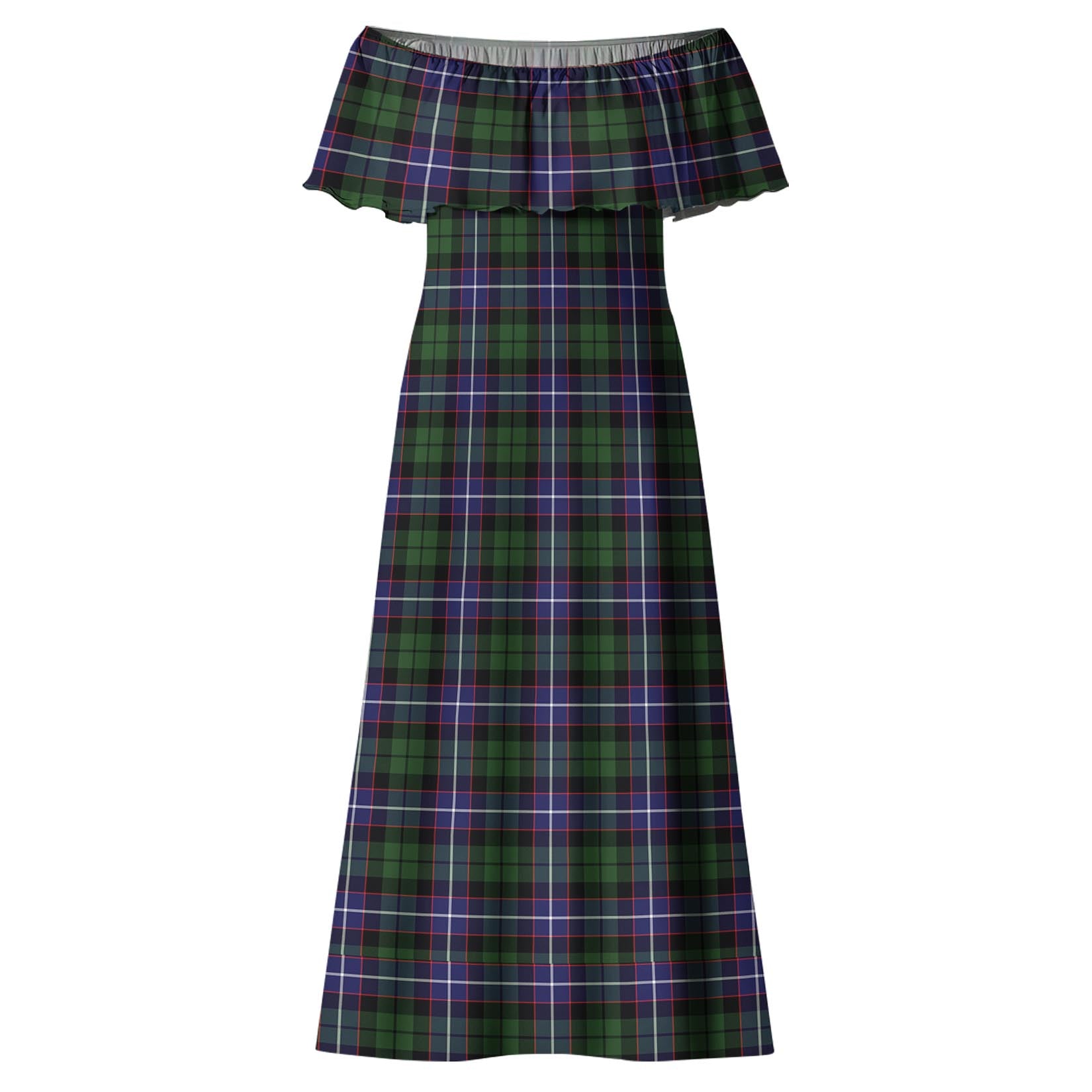 Galbraith Modern Tartan Off Shoulder Long Dress - Tartanvibesclothing