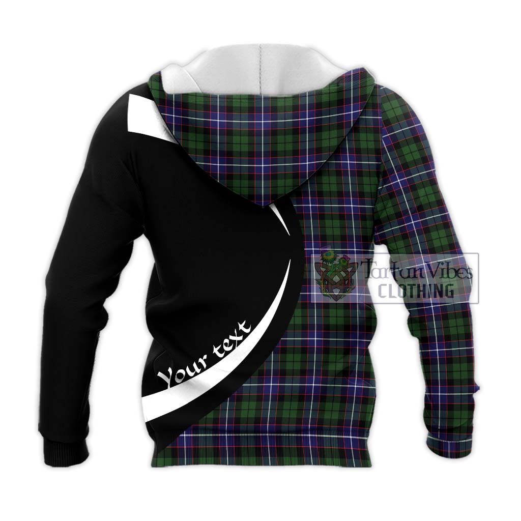 Galbraith Modern Tartan Knitted Hoodie with Family Crest Circle Style - Tartan Vibes Clothing