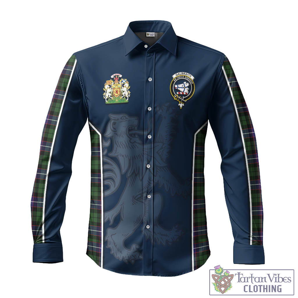 Tartan Vibes Clothing Galbraith Modern Tartan Long Sleeve Button Up Shirt with Family Crest and Lion Rampant Vibes Sport Style