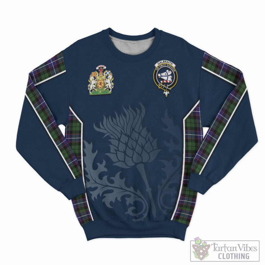 Tartan Vibes Clothing Galbraith Modern Tartan Sweatshirt with Family Crest and Scottish Thistle Vibes Sport Style