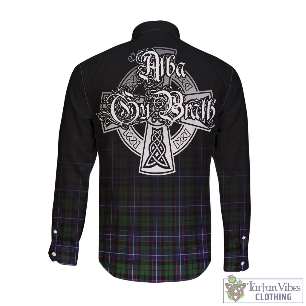 Tartan Vibes Clothing Galbraith Modern Tartan Long Sleeve Button Up Featuring Alba Gu Brath Family Crest Celtic Inspired