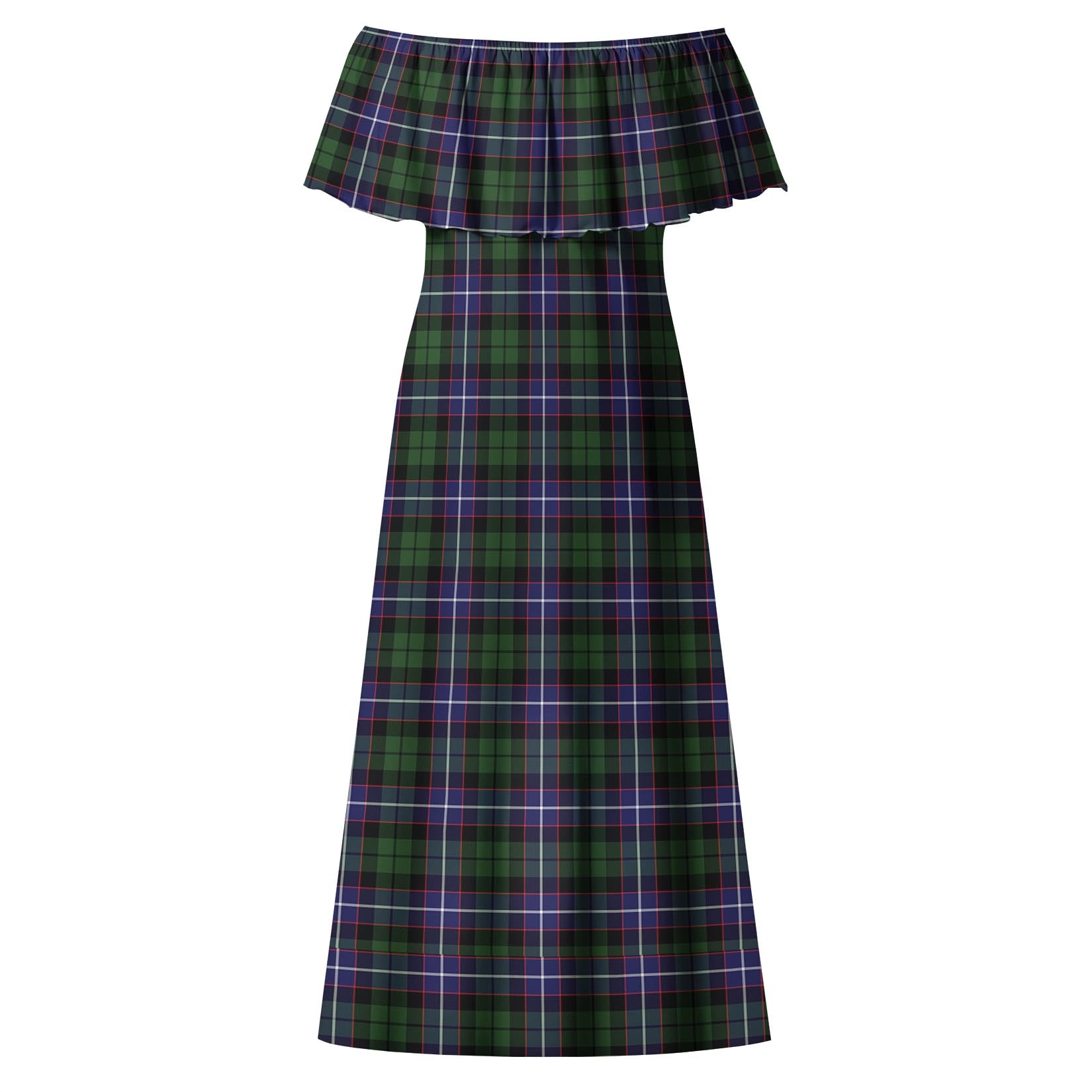 Galbraith Modern Tartan Off Shoulder Long Dress - Tartanvibesclothing