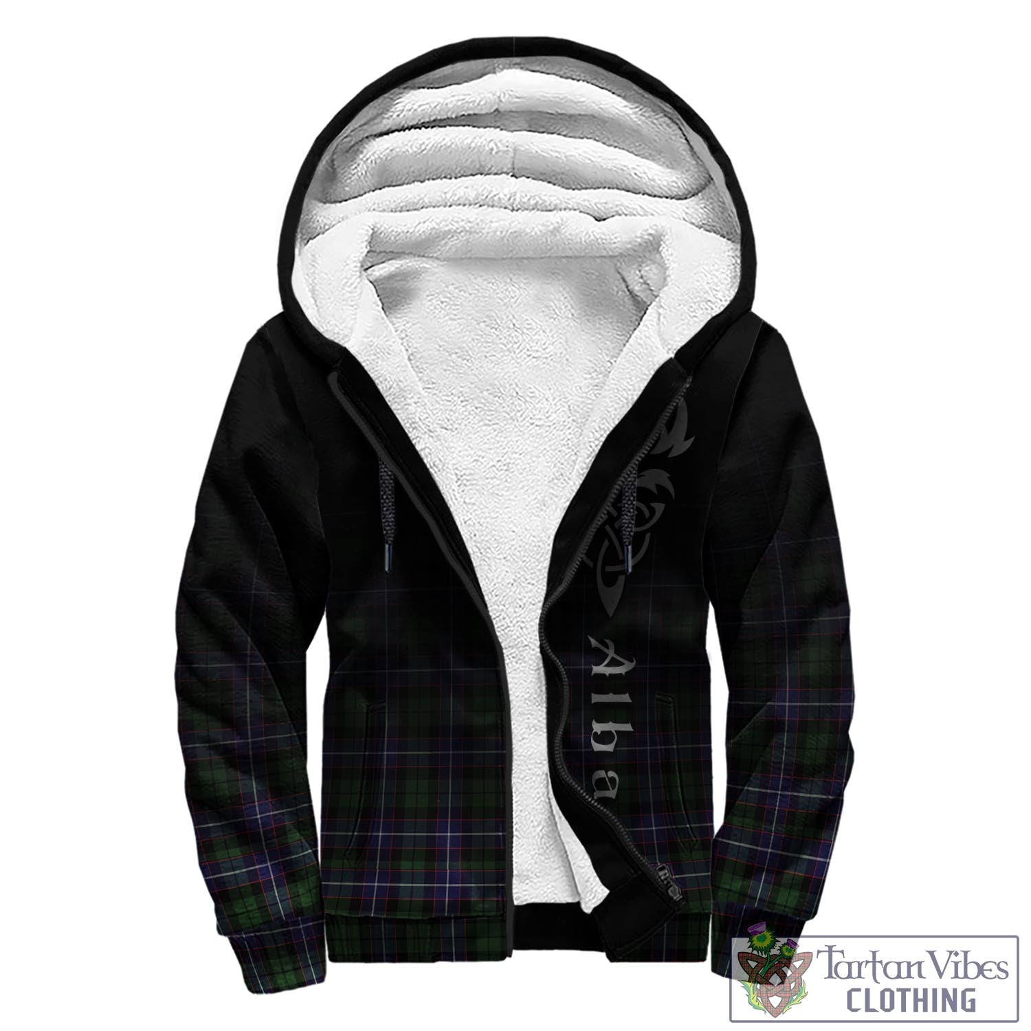 Tartan Vibes Clothing Galbraith Modern Tartan Sherpa Hoodie Featuring Alba Gu Brath Family Crest Celtic Inspired