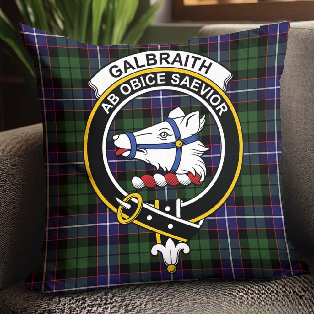 Galbraith Modern Tartan Pillow Cover with Family Crest - Tartanvibesclothing