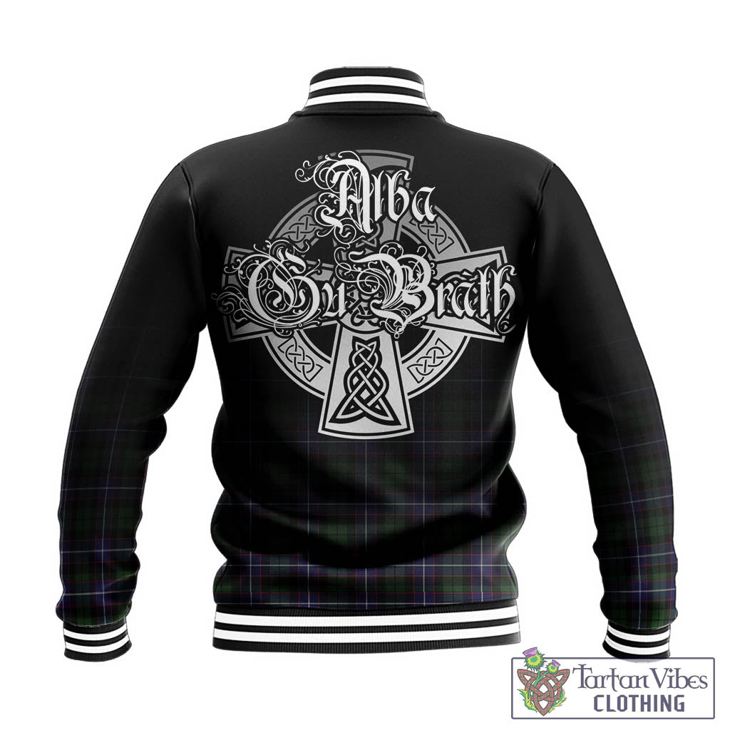 Tartan Vibes Clothing Galbraith Modern Tartan Baseball Jacket Featuring Alba Gu Brath Family Crest Celtic Inspired