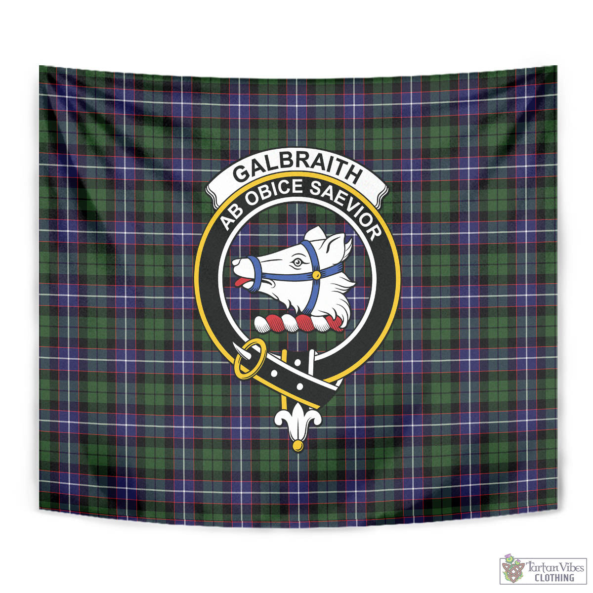 Tartan Vibes Clothing Galbraith Modern Tartan Tapestry Wall Hanging and Home Decor for Room with Family Crest